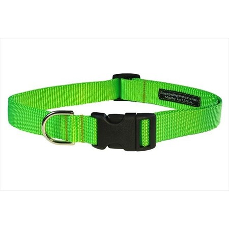 Sassy Dog Wear Sassy Dog Wear SOLID NEON GREEN MED-C Nylon Webbing Dog Collar; Neon Green - Medium SOLID NEON GREEN MED-C